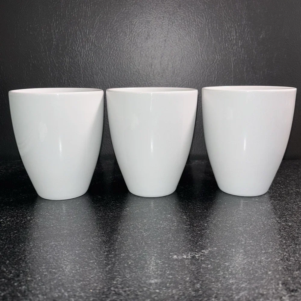 West Elm White Coffee Mugs Cups Set Of 3 Tea 4.25